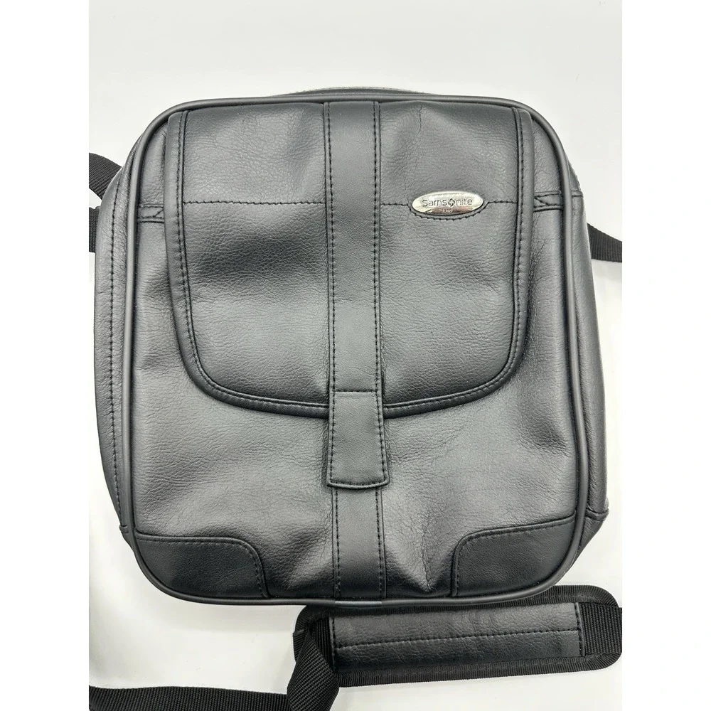 Samsonite Arne Black Faux Leather Crossbody Shoulder Bag Travel Organizer NWT